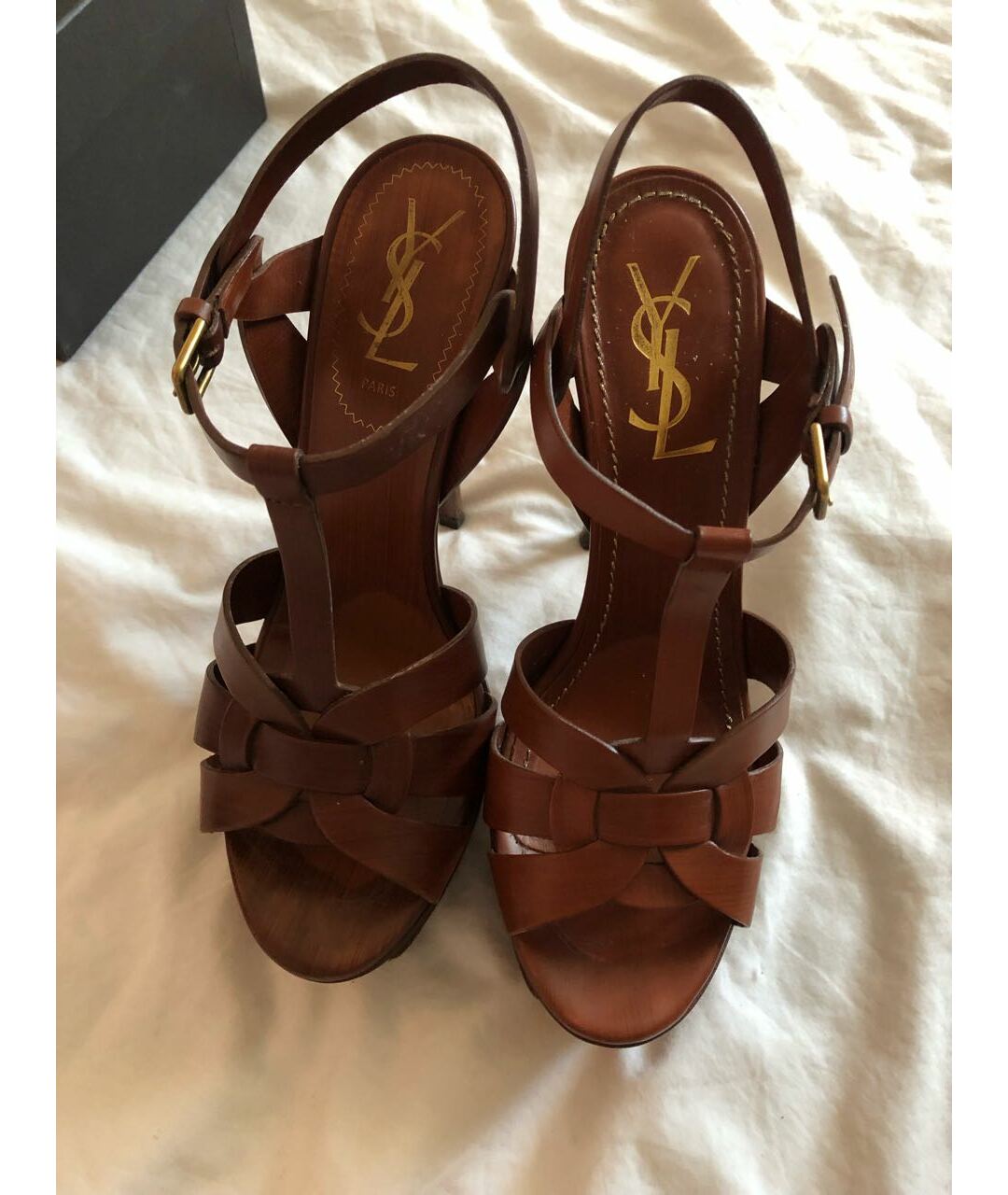 SAINT LAURENT Коричневые кожаные туфли, фото 4
