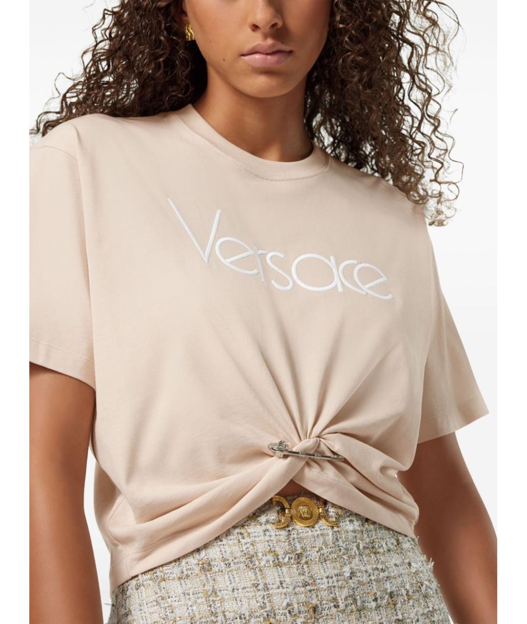 VERSACE Бежевая хлопковая футболка, фото 5