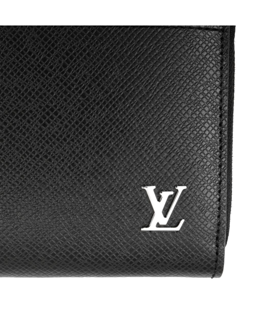 LOUIS VUITTON Черный кожаный кошелек, фото 5