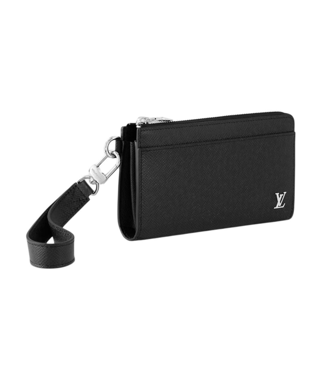 LOUIS VUITTON Черный кожаный кошелек, фото 2