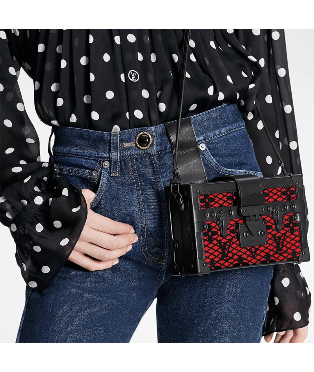 LOUIS VUITTON Черная кожаная сумка через плечо, фото 5