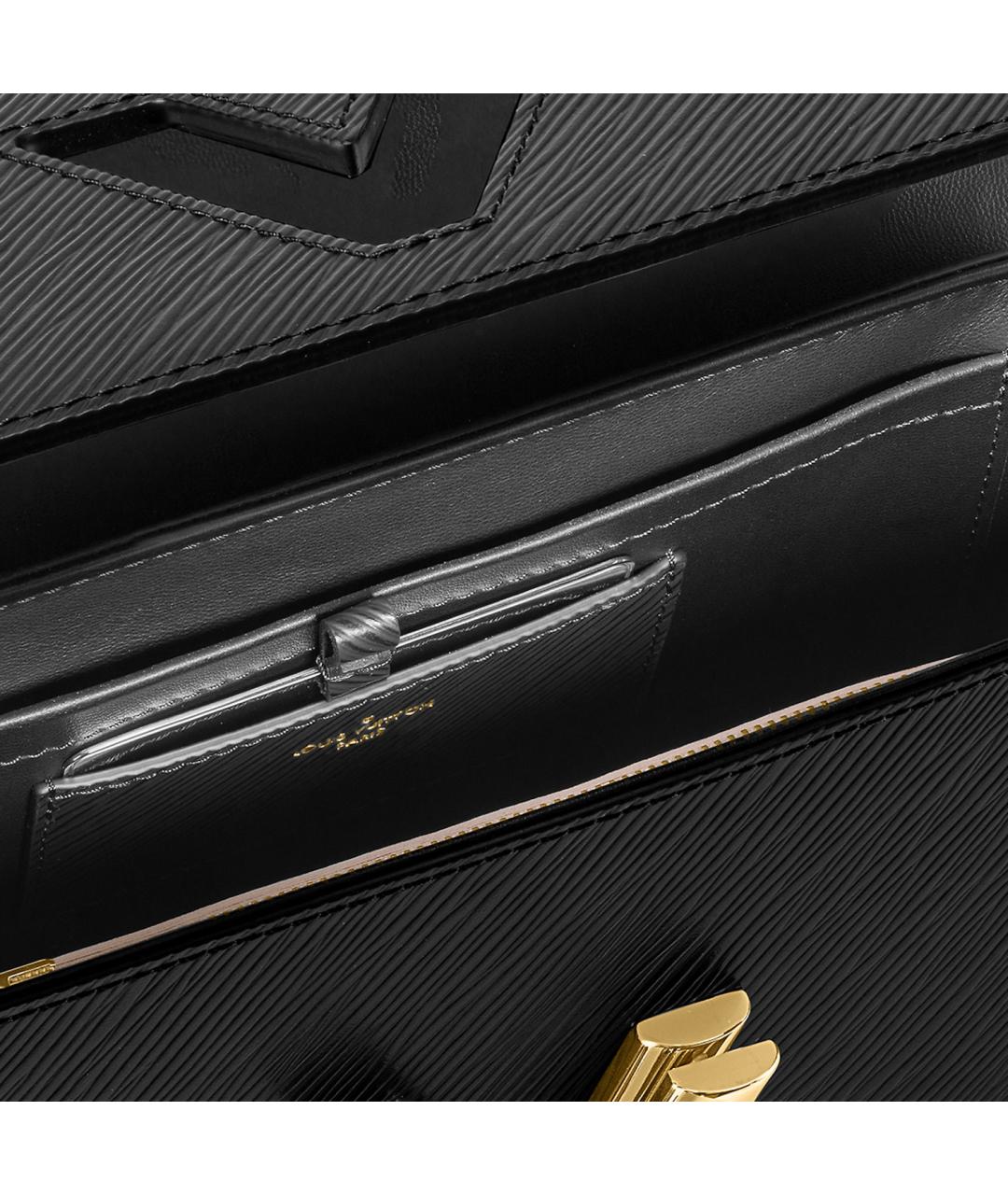 LOUIS VUITTON Черная кожаная сумка через плечо, фото 5