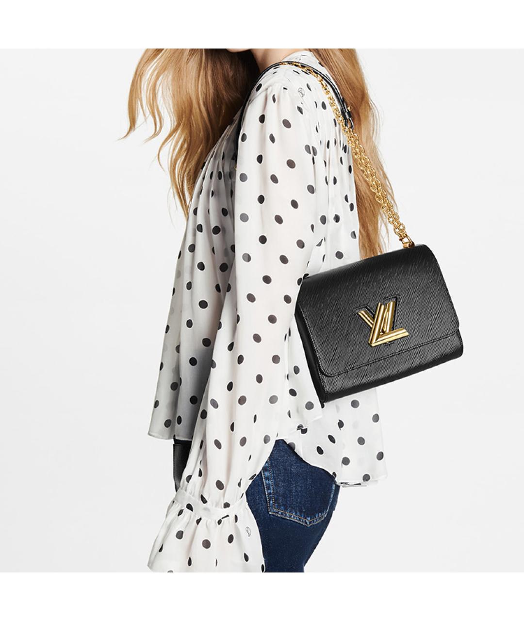 LOUIS VUITTON Черная кожаная сумка через плечо, фото 8