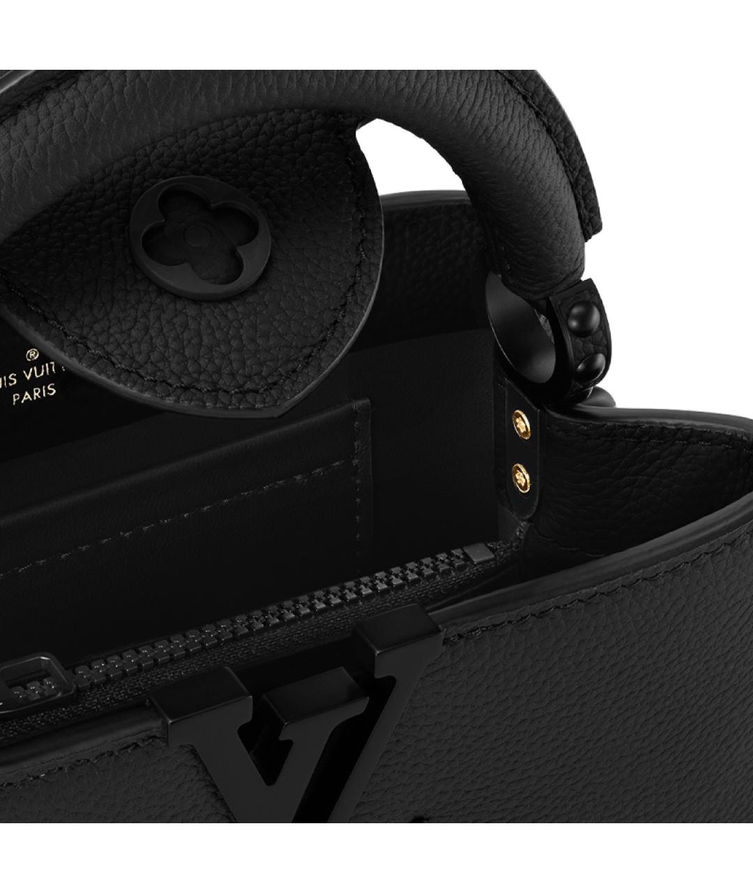 LOUIS VUITTON Черная кожаная сумка через плечо, фото 5