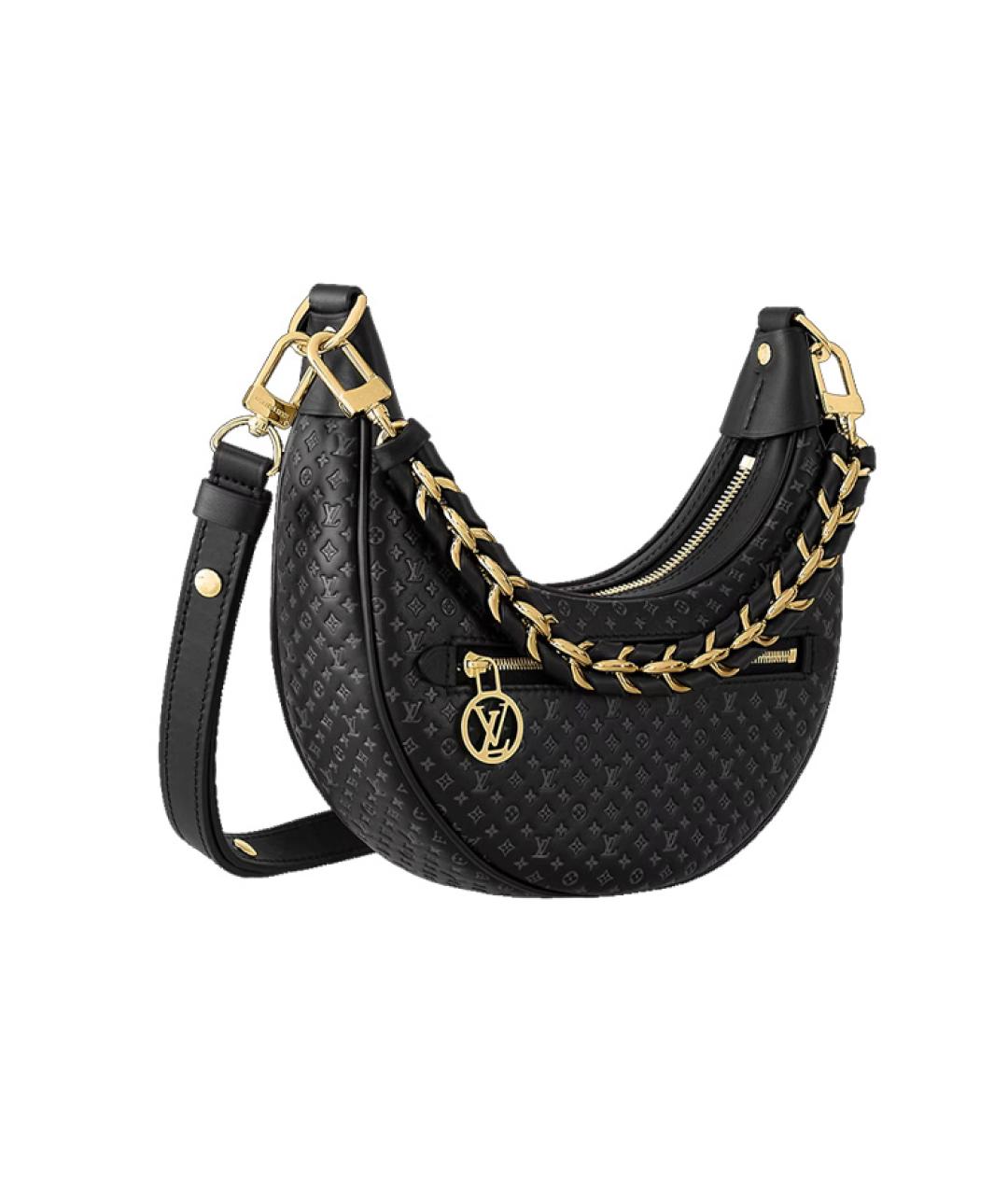 LOUIS VUITTON Черная кожаная сумка через плечо, фото 2