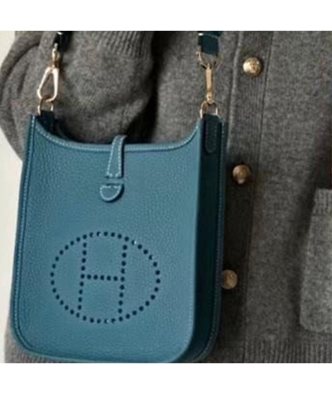 HERMES Синяя кожаная сумка через плечо, фото 5