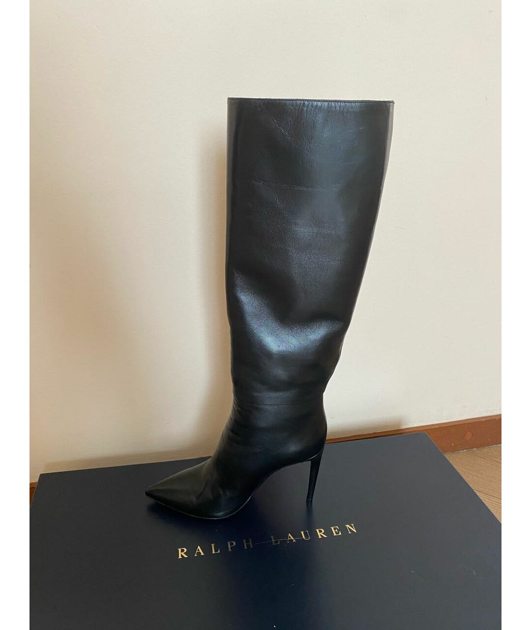 RALPH LAUREN Черные кожаные сапоги, фото 3