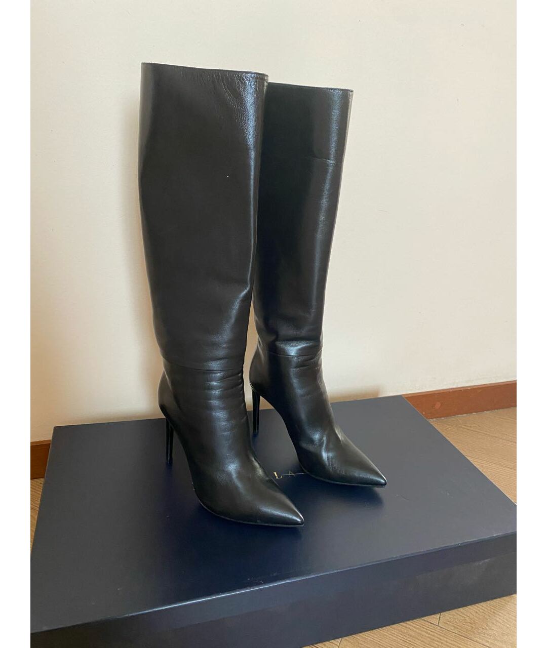 RALPH LAUREN Черные кожаные сапоги, фото 2