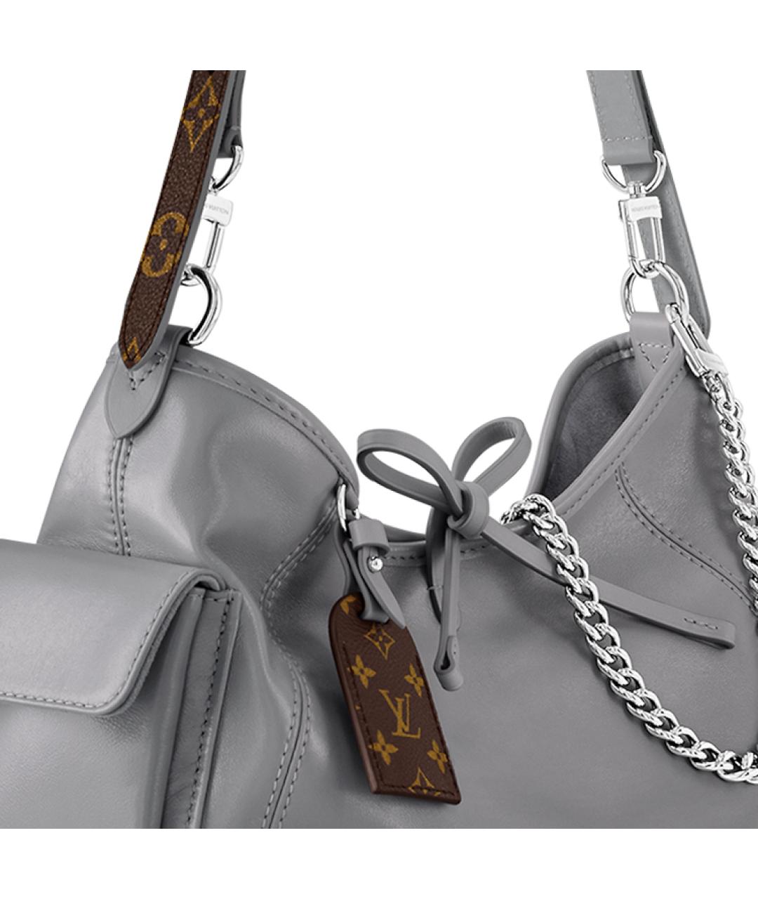 LOUIS VUITTON Серая кожаная сумка через плечо, фото 4