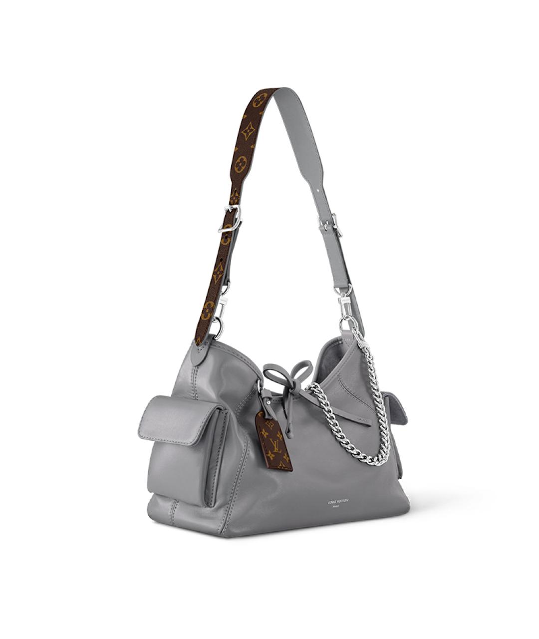 LOUIS VUITTON Серая кожаная сумка через плечо, фото 2
