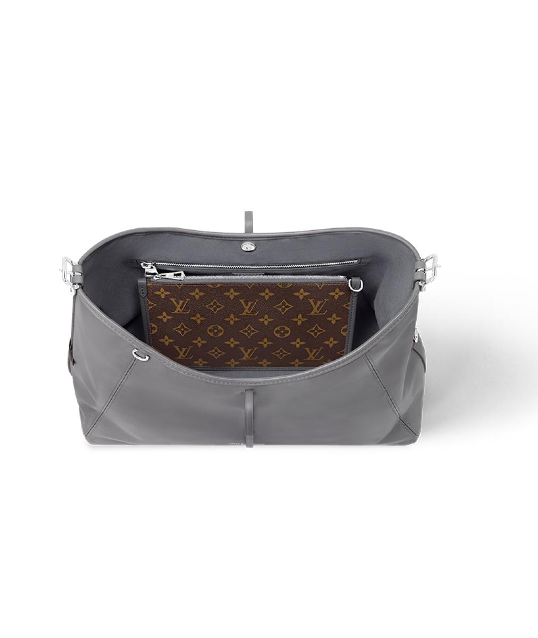 LOUIS VUITTON Серая кожаная сумка через плечо, фото 3