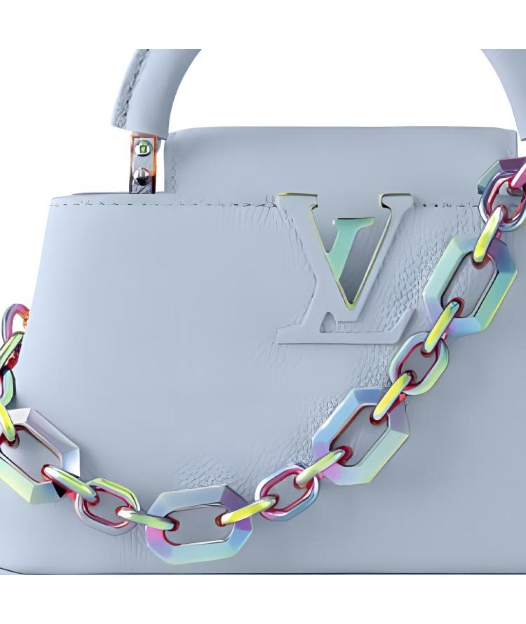 LOUIS VUITTON Голубая кожаная сумка через плечо, фото 2