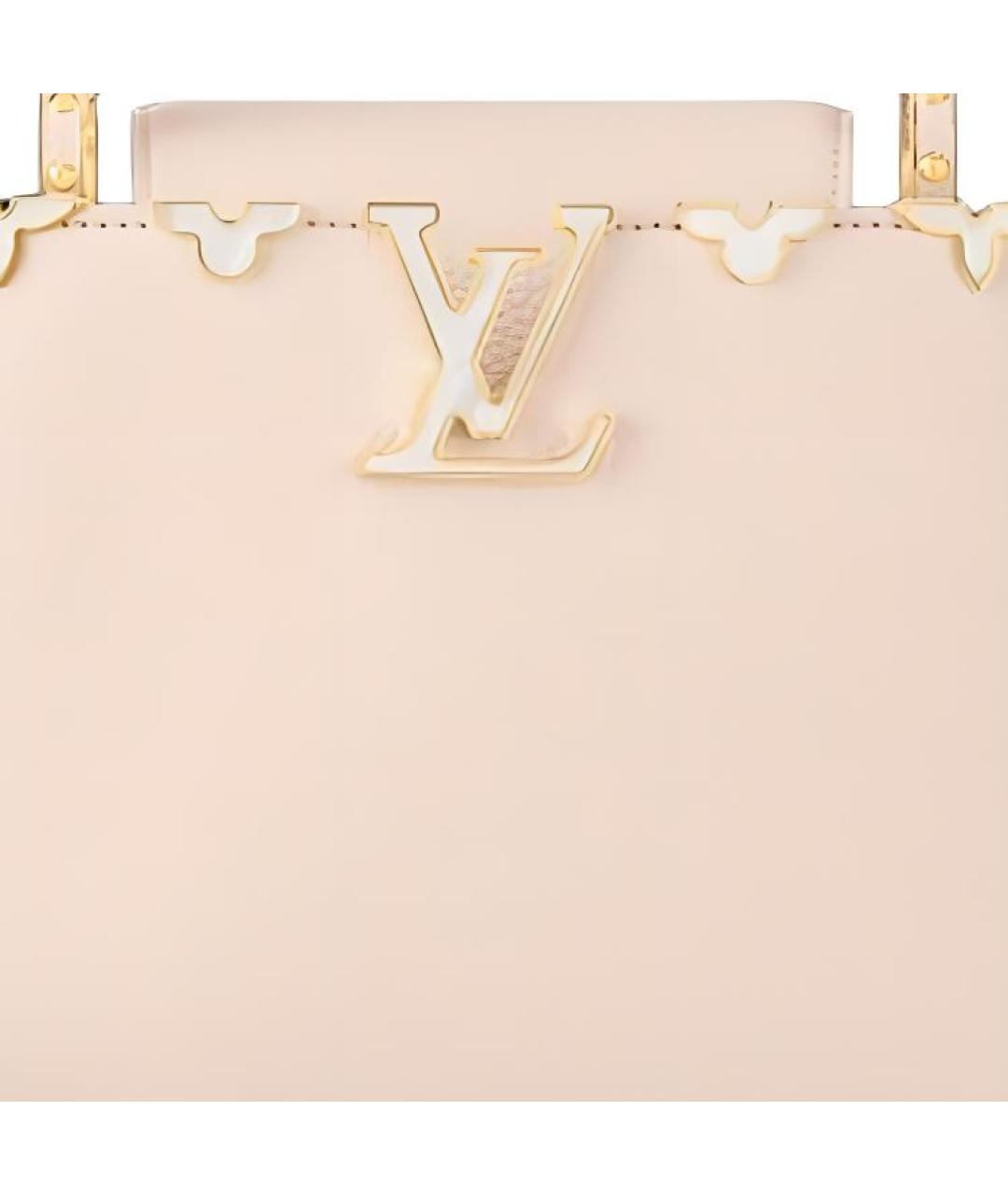 LOUIS VUITTON Бежевая кожаная сумка через плечо, фото 4