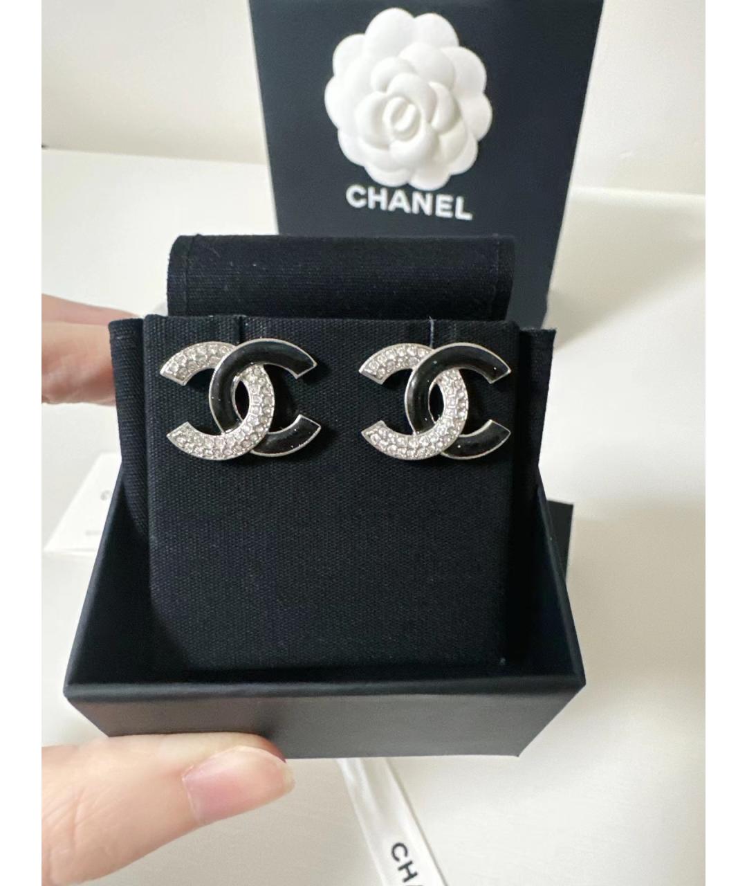 CHANEL Черные серьги, фото 2