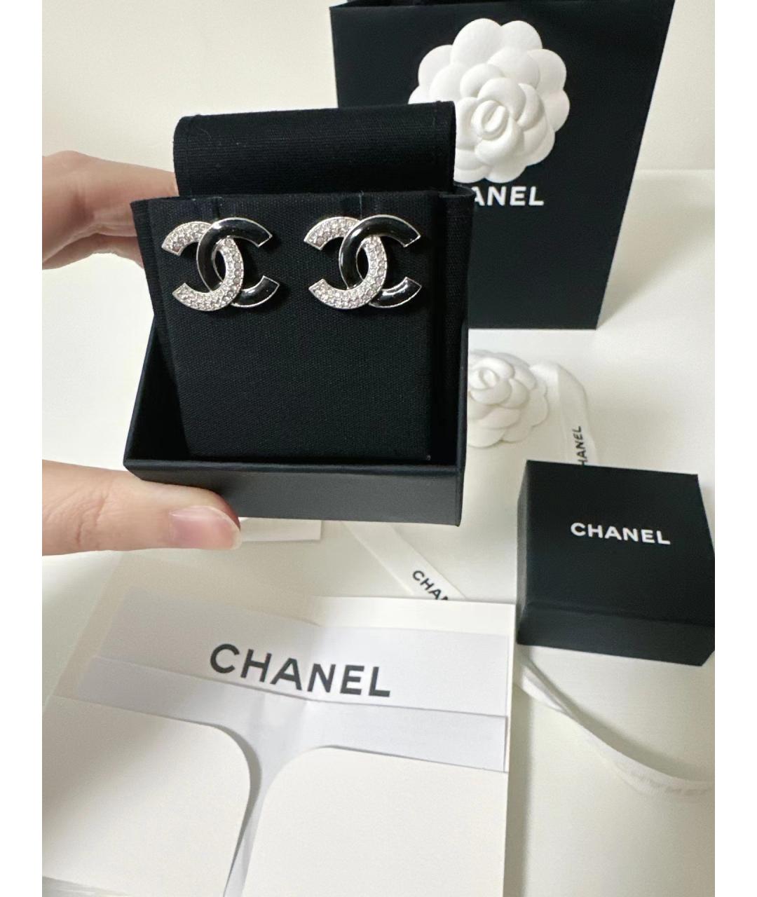 CHANEL Черные серьги, фото 3