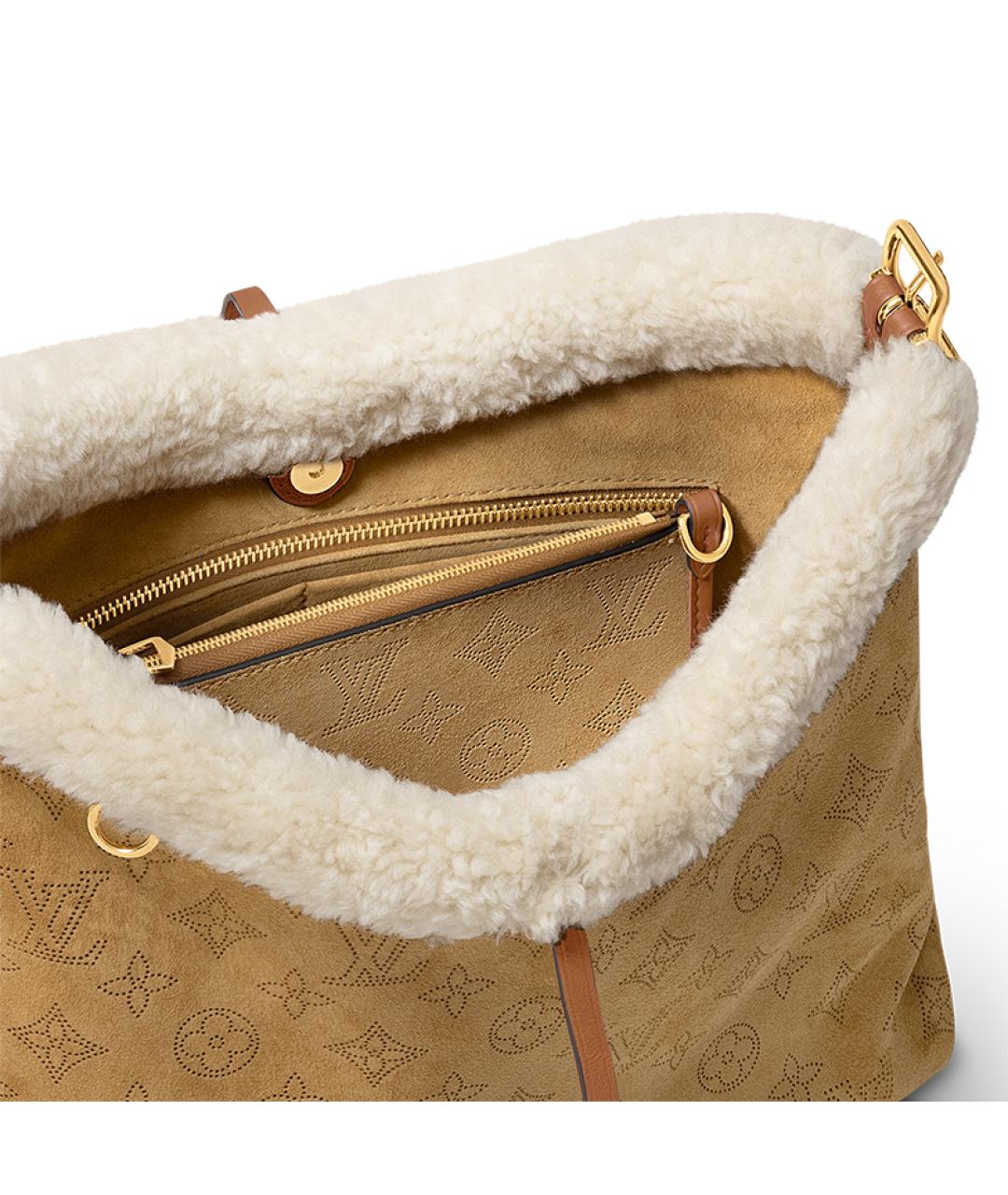 LOUIS VUITTON Горчичная бархатная сумка через плечо, фото 5