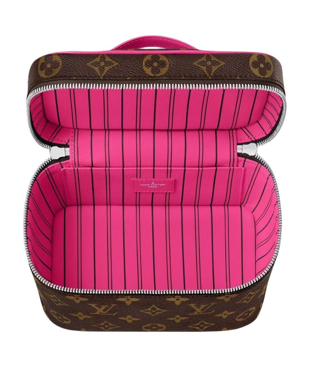 LOUIS VUITTON Коричневая кожаная косметичка, фото 3