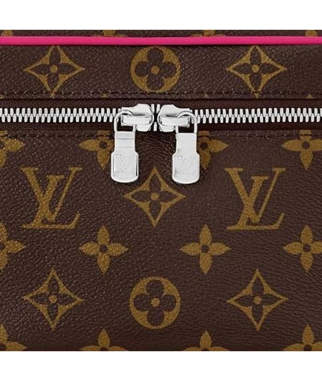 LOUIS VUITTON Коричневая кожаная косметичка, фото 4