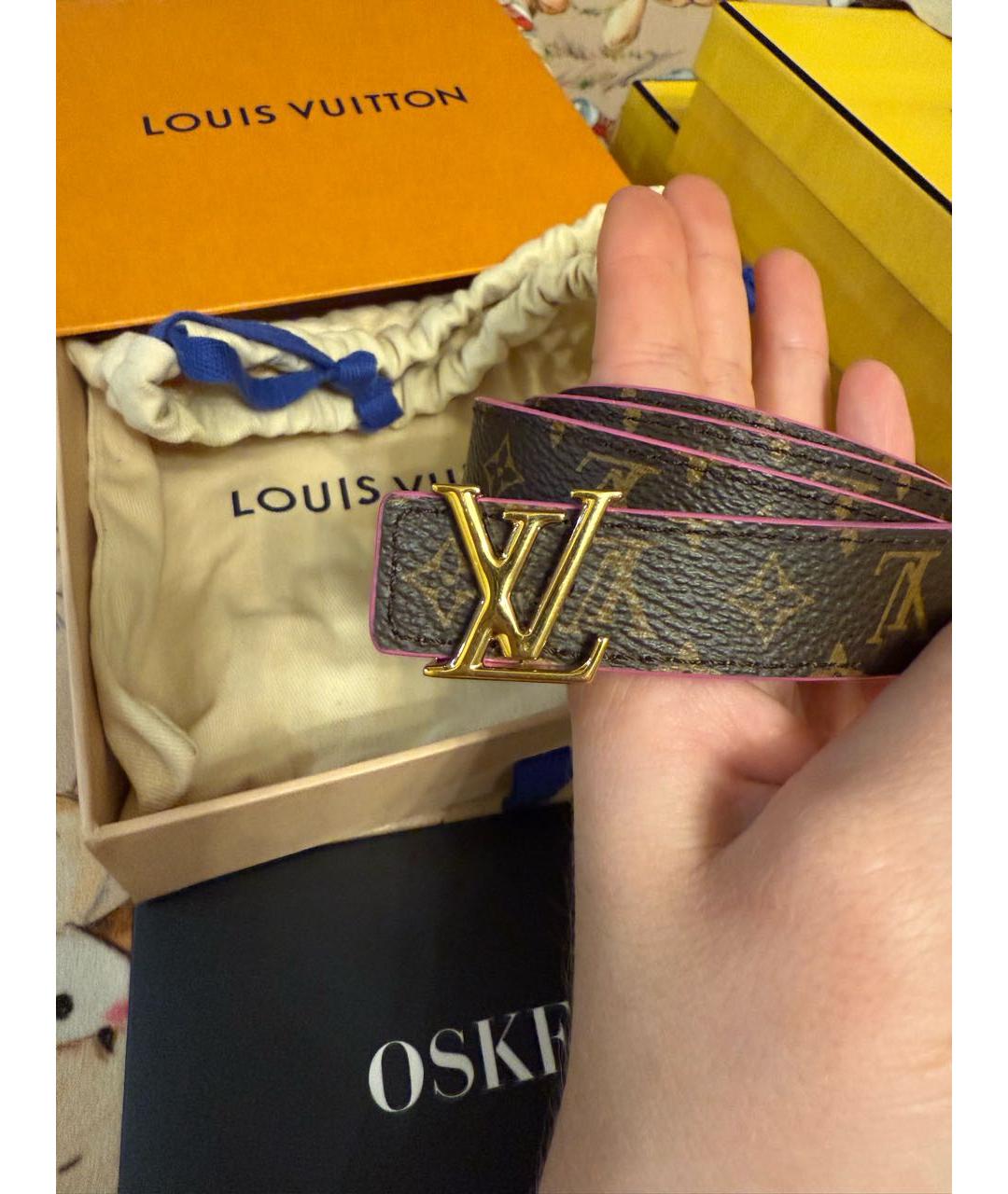 LOUIS VUITTON Коричневый кожаный ремень, фото 4