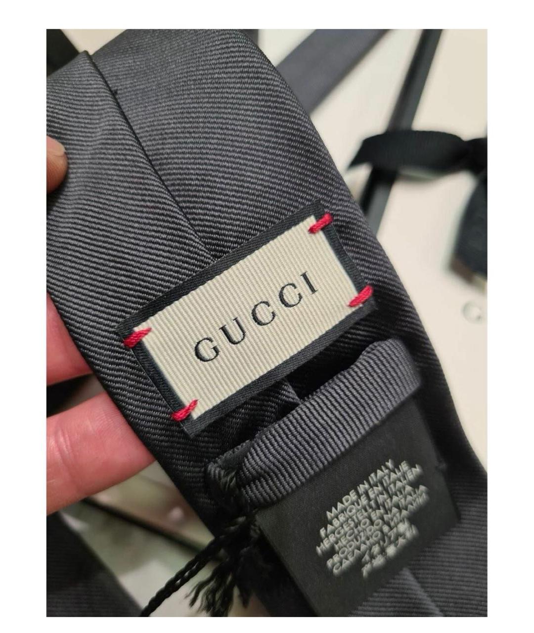 GUCCI Серый шелковый галстук, фото 3