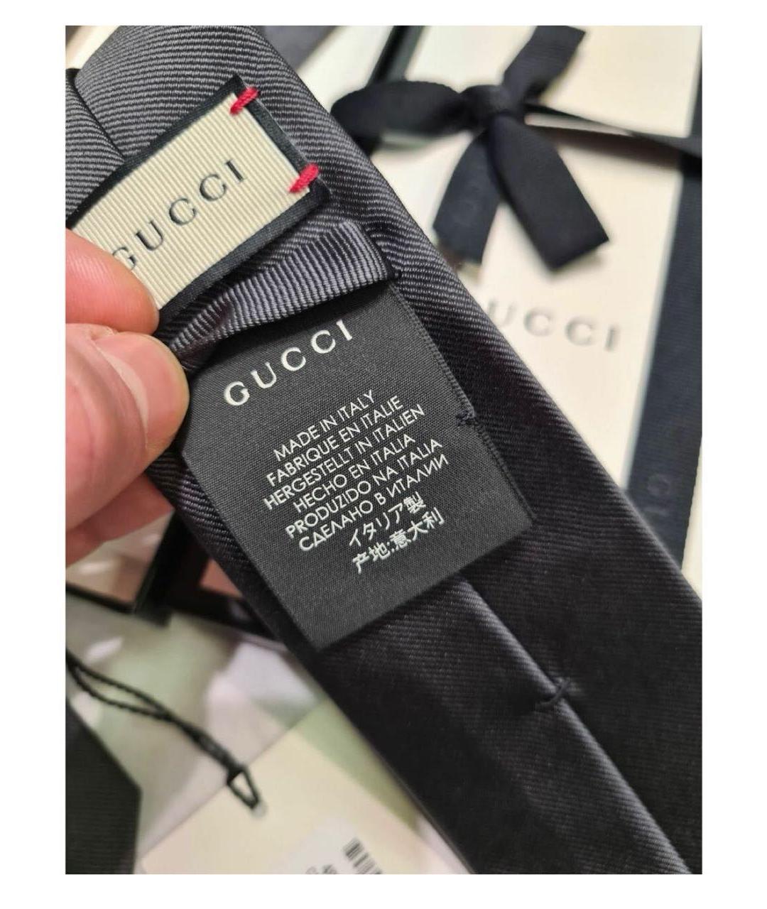 GUCCI Серый шелковый галстук, фото 4