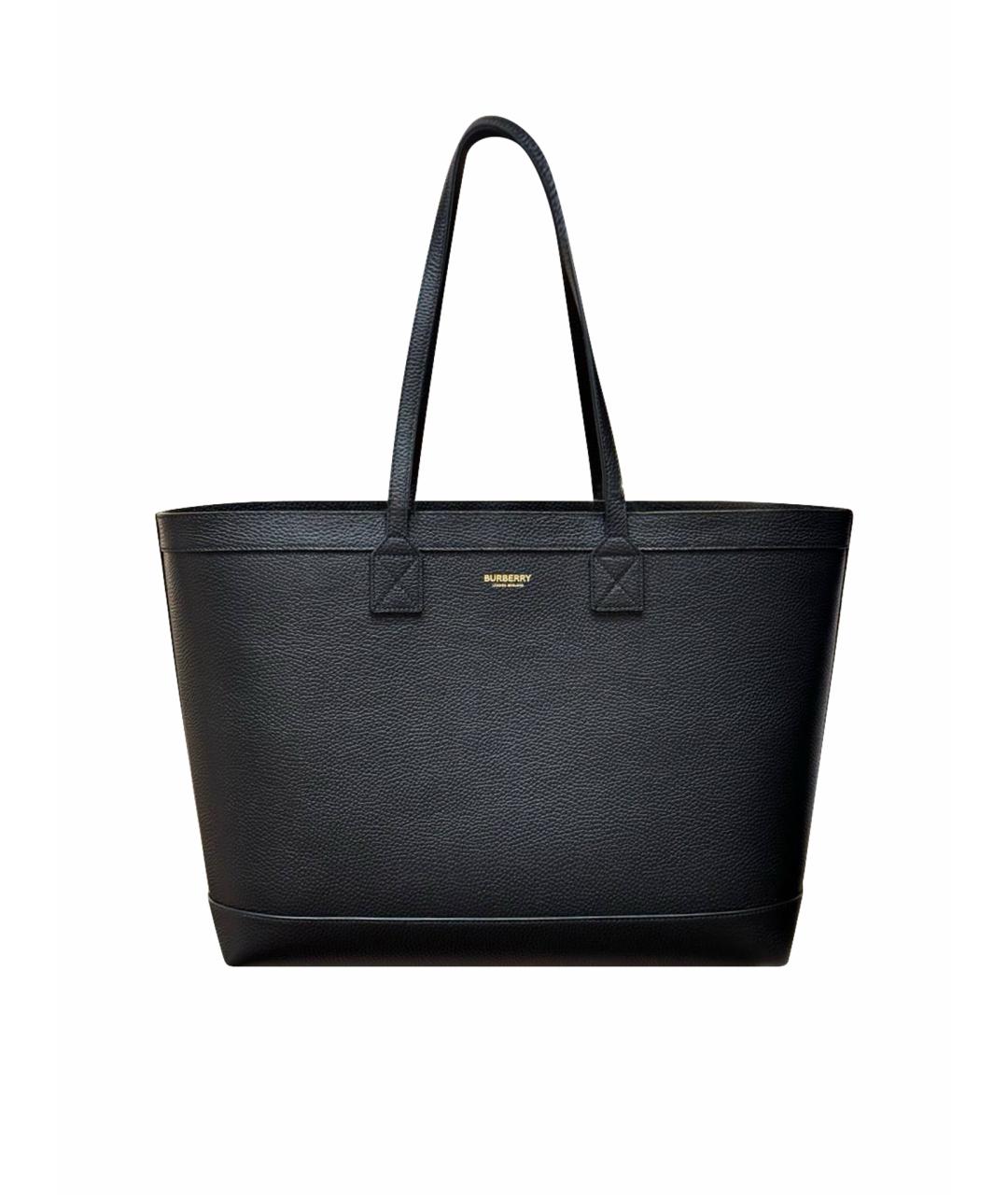 BURBERRY Черная кожаная сумка тоут, фото 1