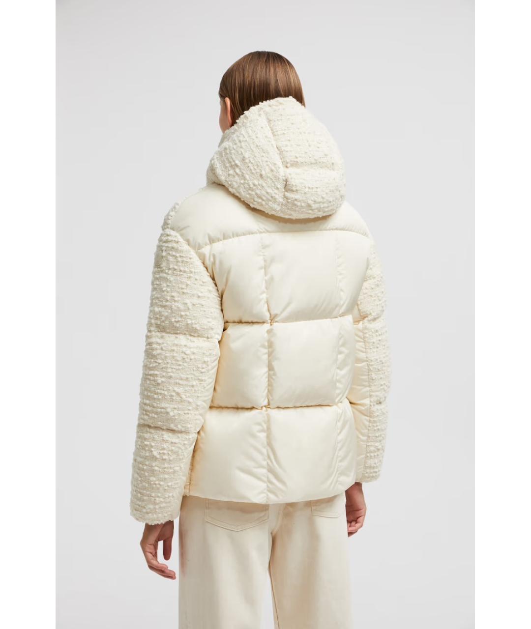 MONCLER Белый твидовый пуховик, фото 2