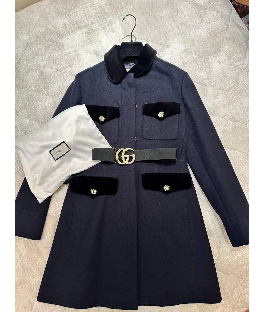 GUCCI Темно-синее шерстяное пальто, фото 3