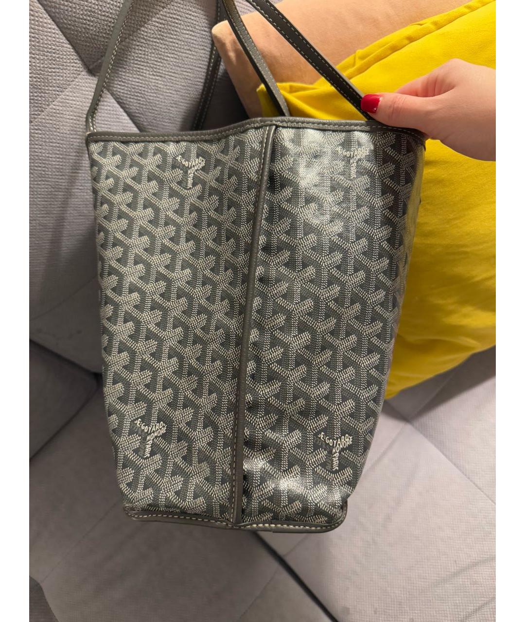 GOYARD Антрацитовая кожаная сумка тоут, фото 5