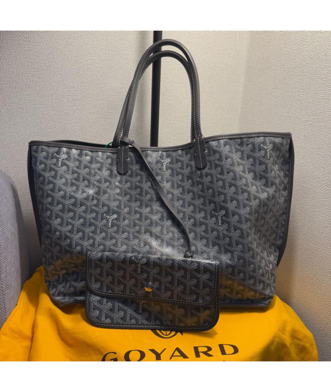 GOYARD Антрацитовая кожаная сумка тоут, фото 3