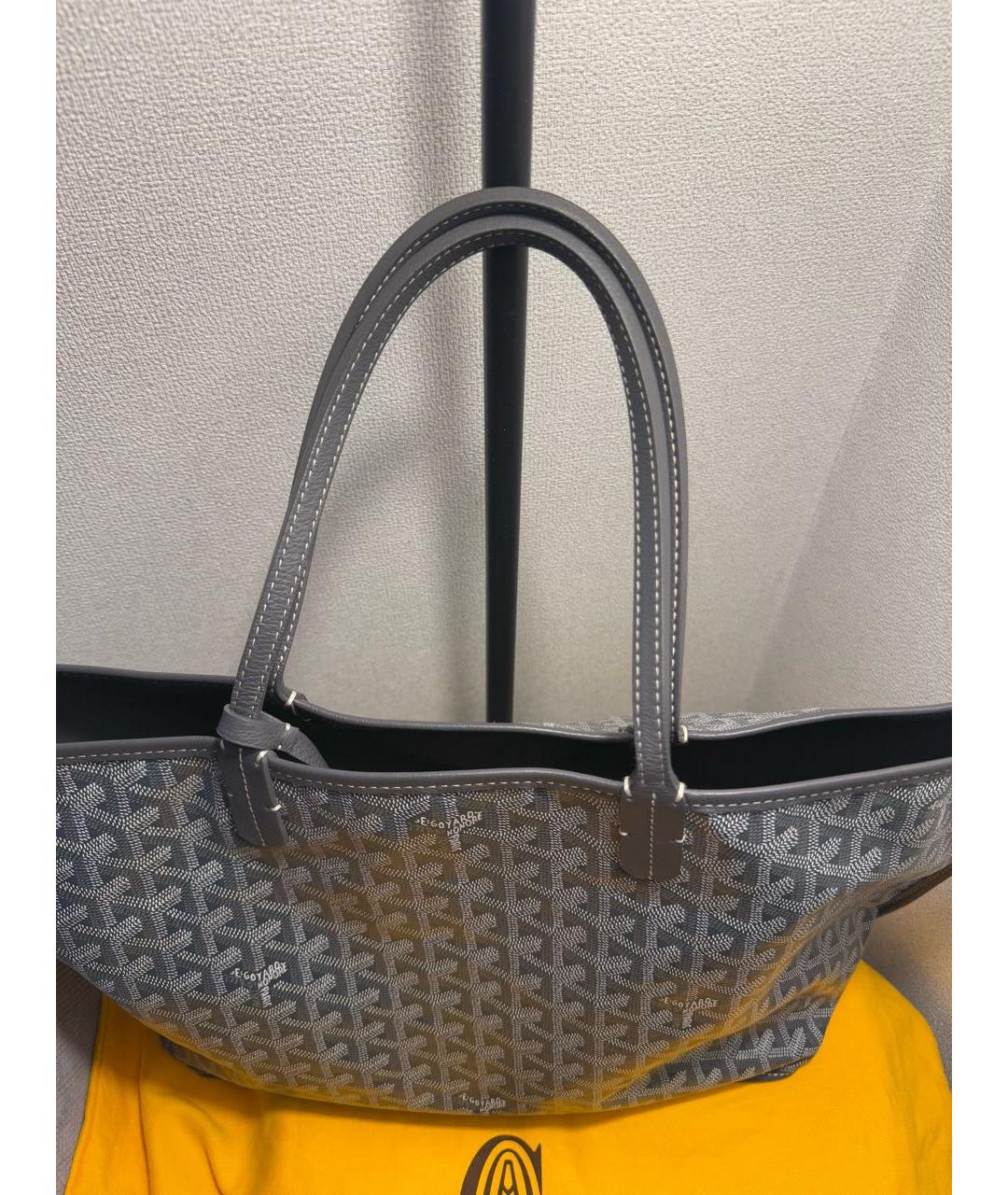 GOYARD Антрацитовая кожаная сумка тоут, фото 4