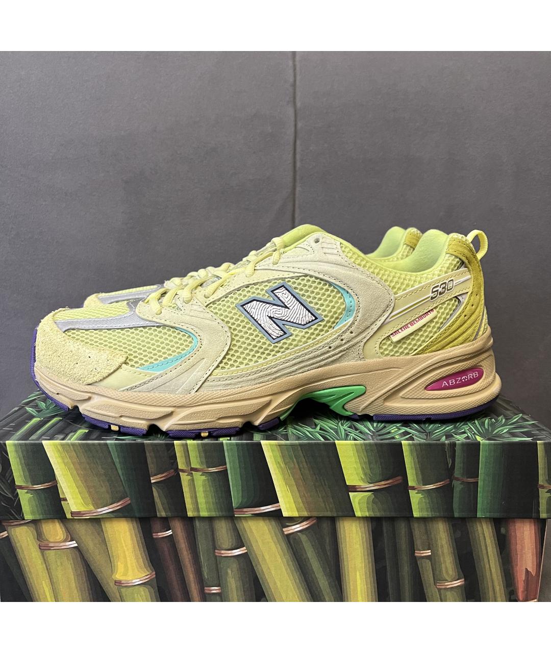 NEW BALANCE Желтые замшевые низкие кроссовки / кеды, фото 2