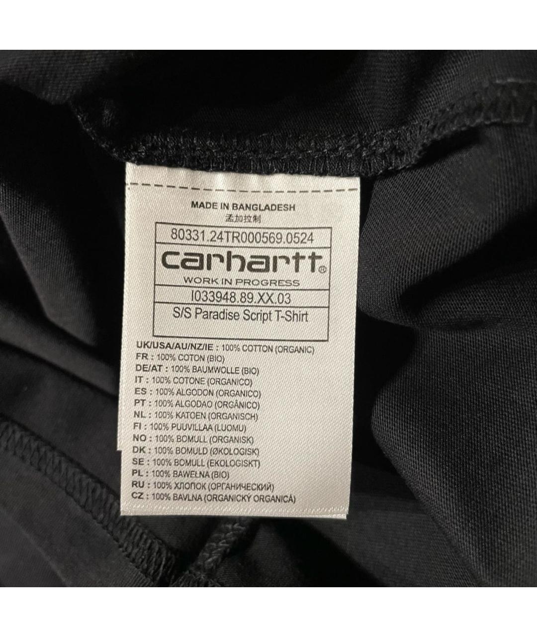 CARHARTT WIP Черная хлопковая футболка, фото 6