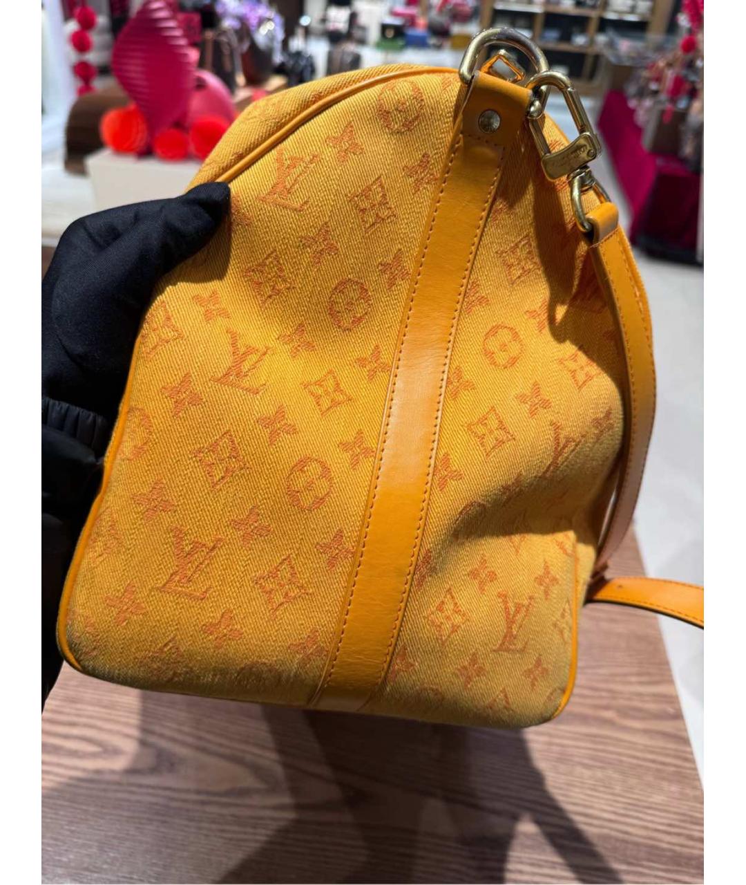 LOUIS VUITTON Горчичная деним дорожная/спортивная сумка, фото 5