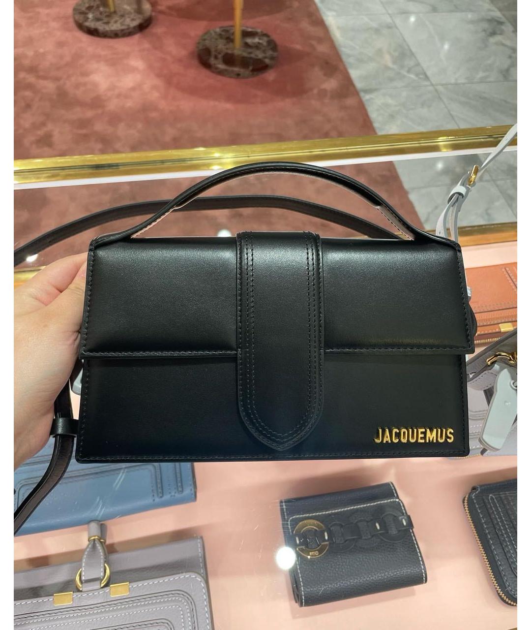 JACQUEMUS Черная кожаная сумка через плечо, фото 2