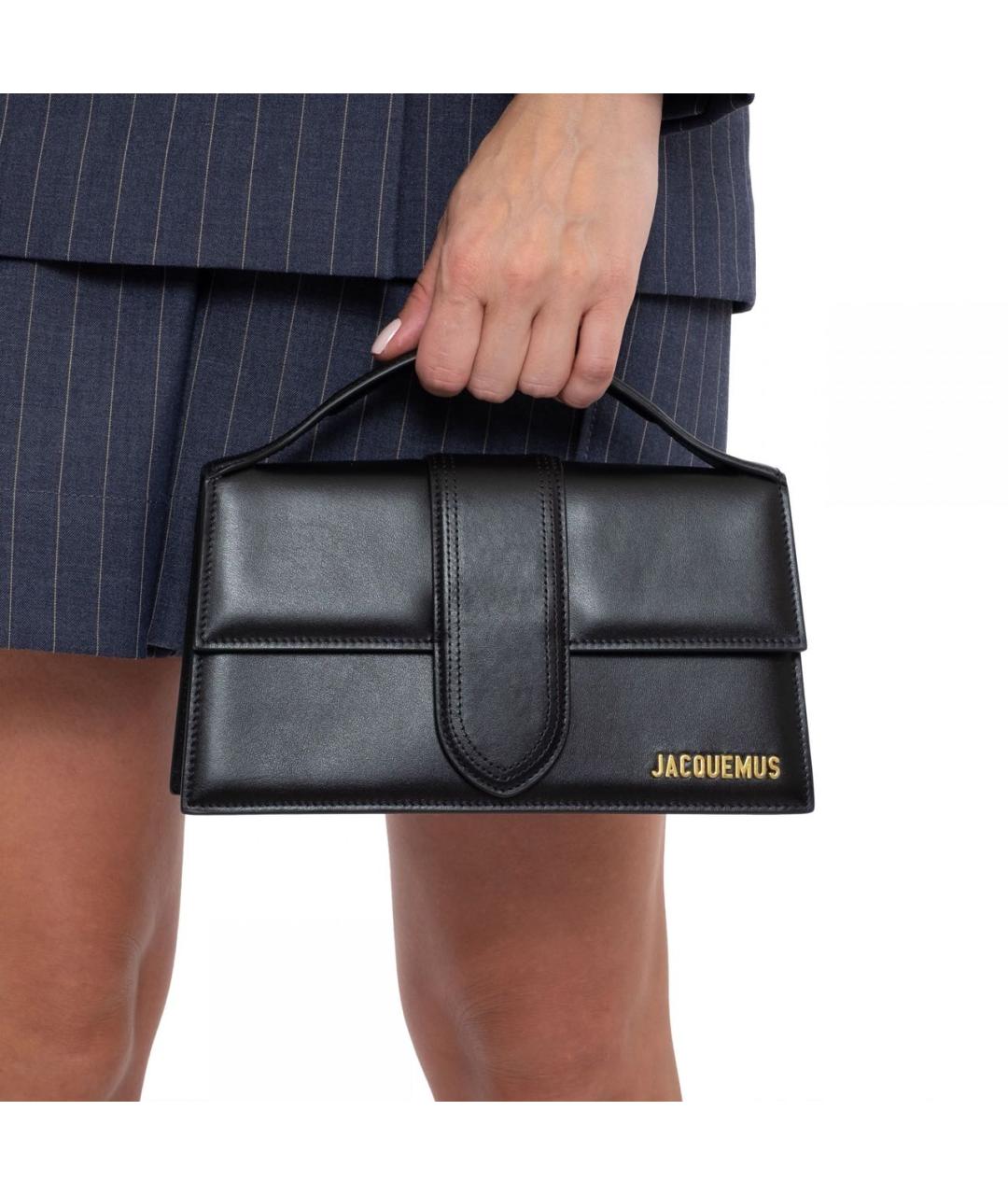 JACQUEMUS Черная кожаная сумка через плечо, фото 4