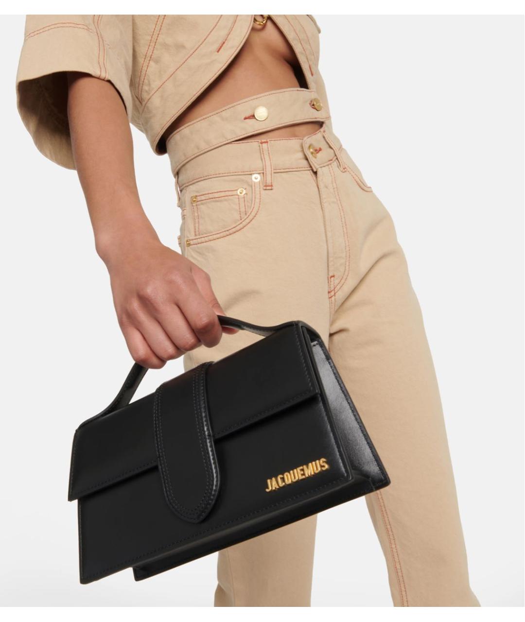 JACQUEMUS Черная кожаная сумка через плечо, фото 3