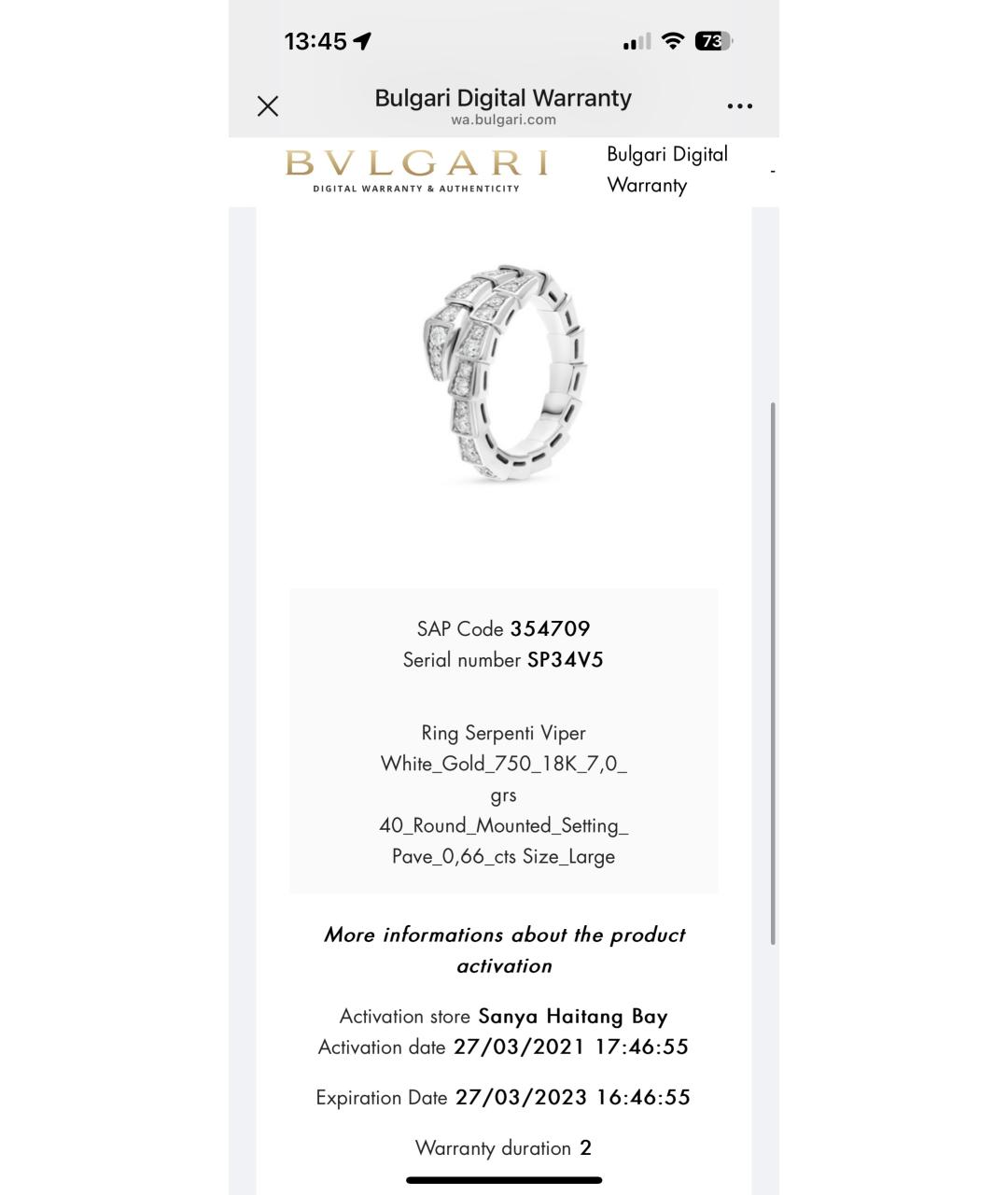 BVLGARI Серебряное кольцо из белого золота, фото 3