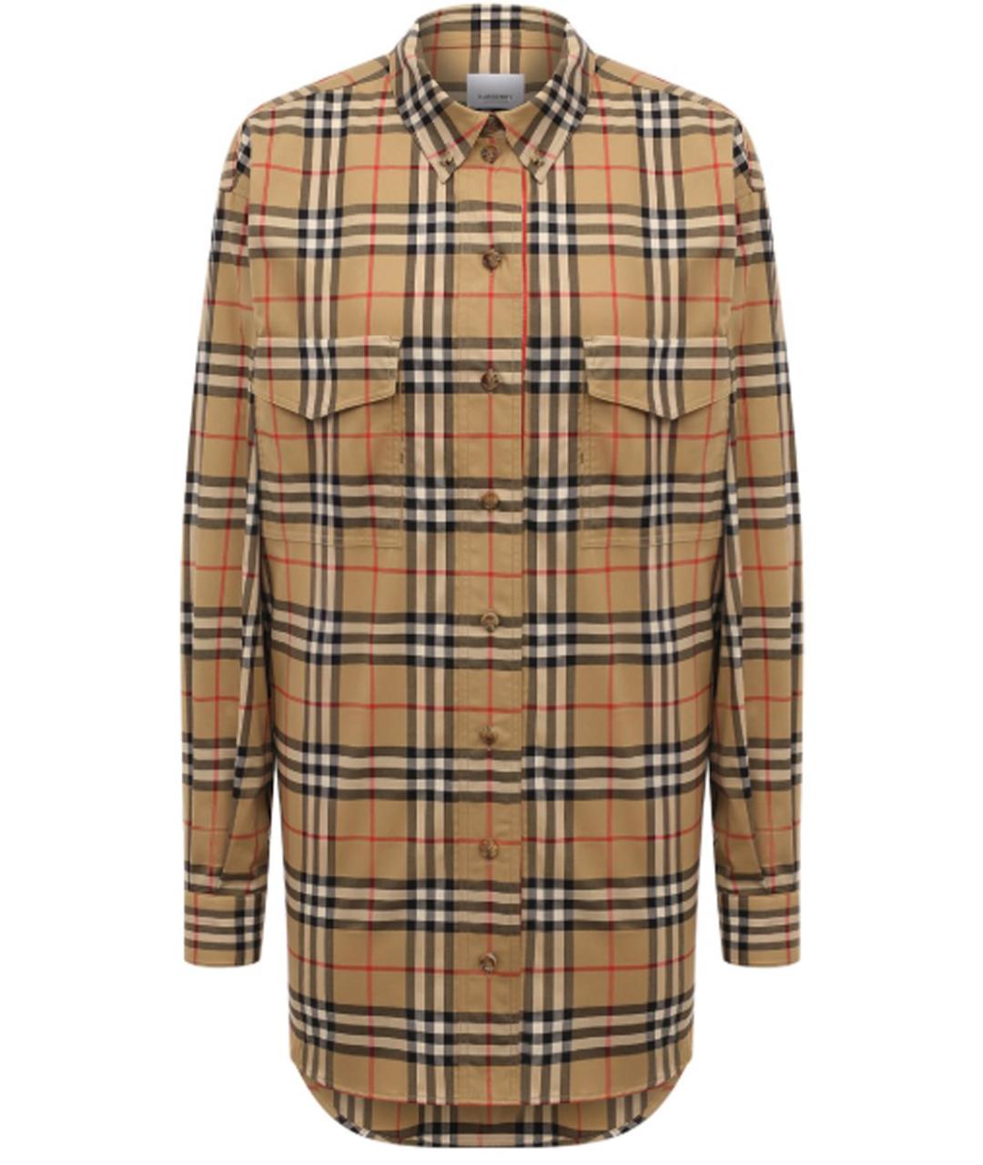 BURBERRY Коричневая хлопковая рубашка, фото 1