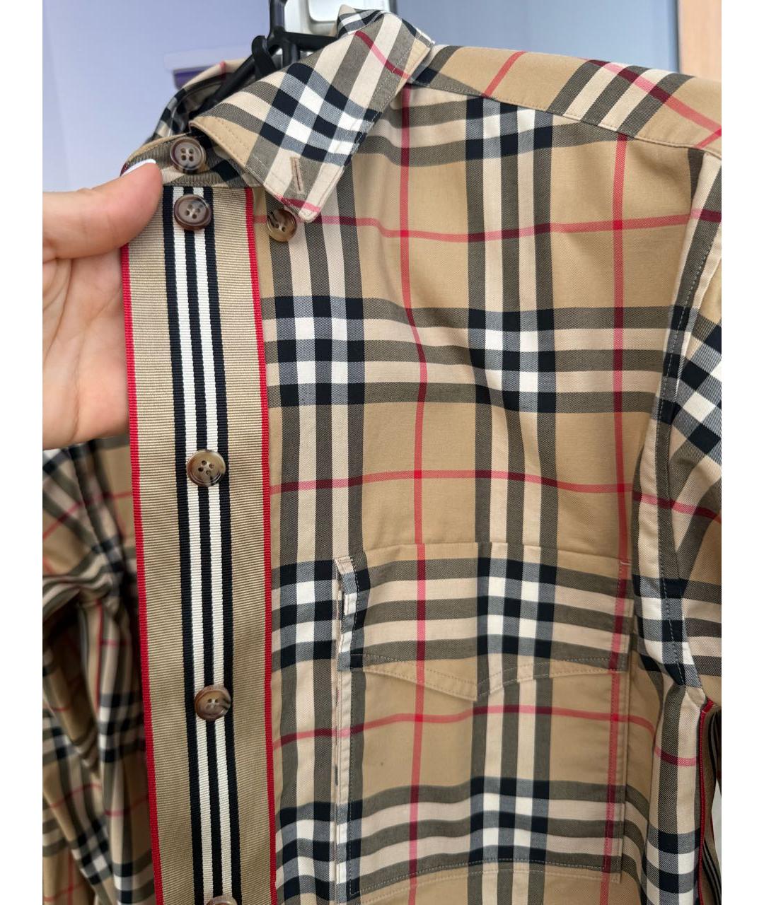 BURBERRY Коричневая хлопковая рубашка, фото 4