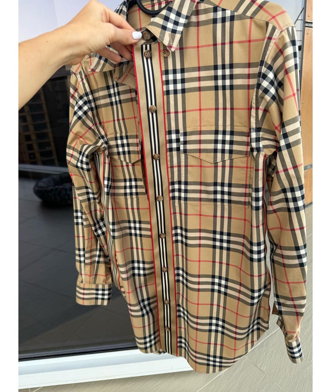 BURBERRY Коричневая хлопковая рубашка, фото 5