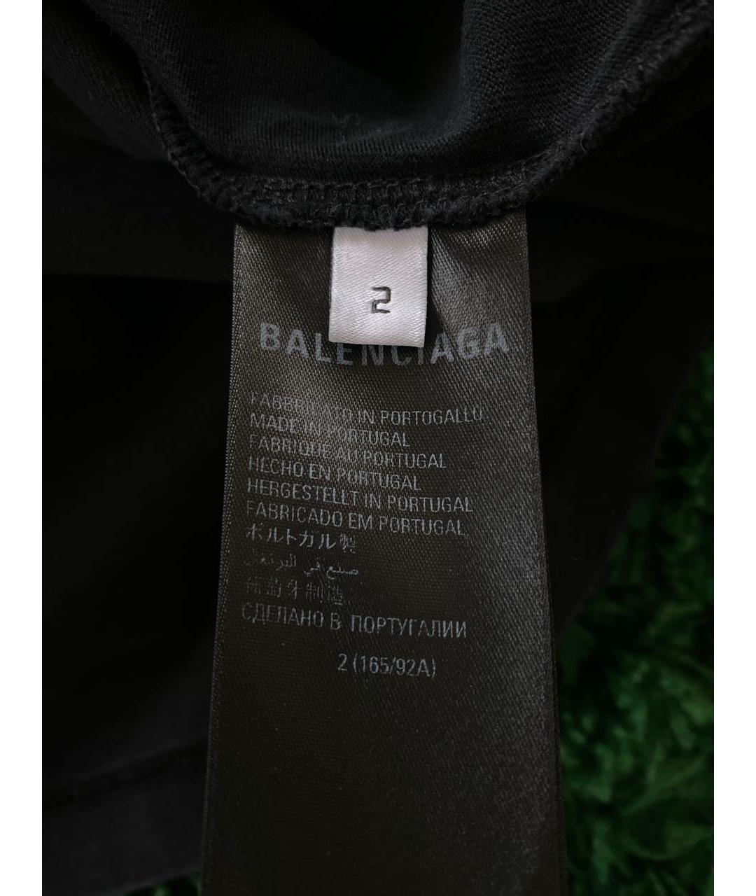 BALENCIAGA Черная хлопковая футболка, фото 4