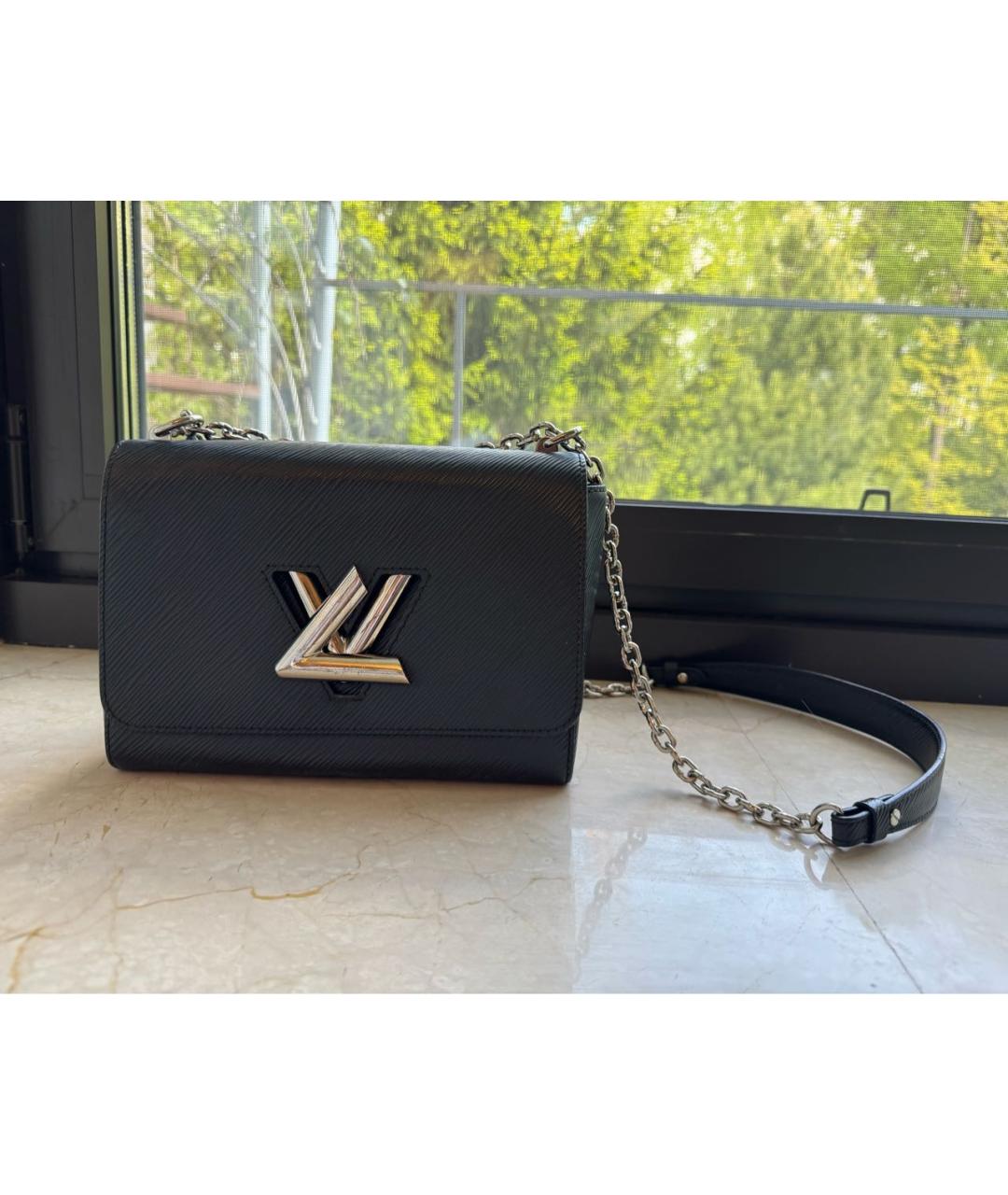 LOUIS VUITTON Черная кожаная сумка через плечо, фото 7