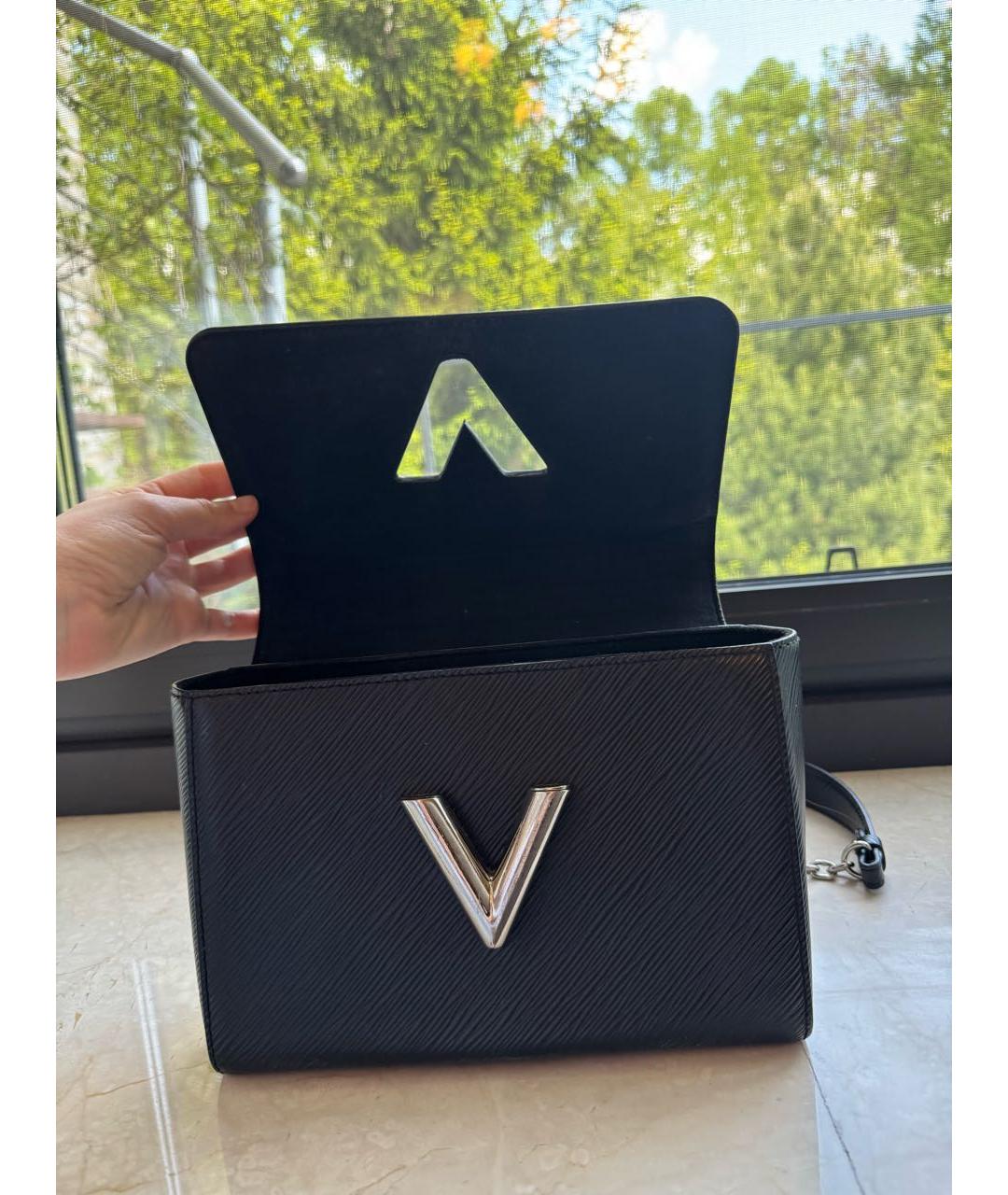 LOUIS VUITTON Черная кожаная сумка через плечо, фото 4