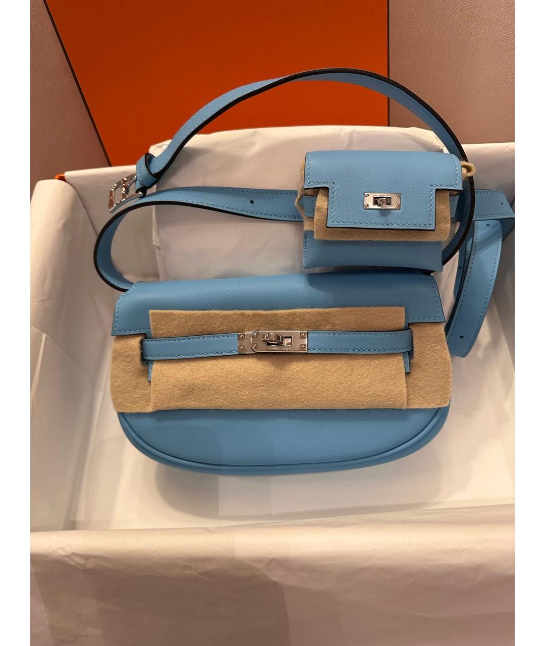 HERMES Голубая кожаная сумка через плечо, фото 2