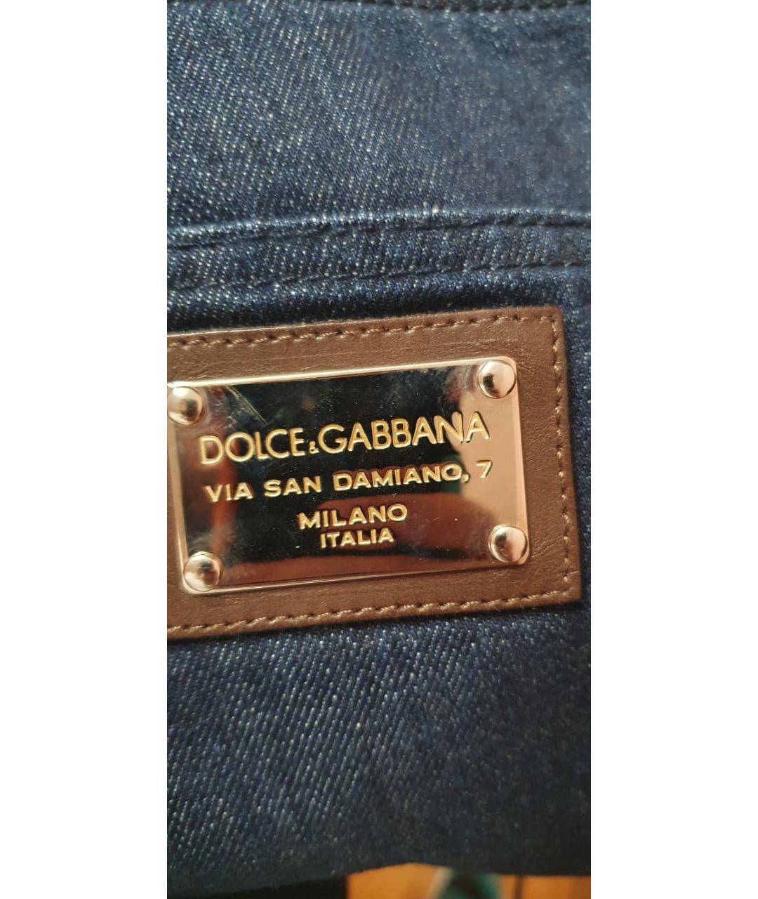 DOLCE&GABBANA Темно-синие хлопковые прямые джинсы, фото 5