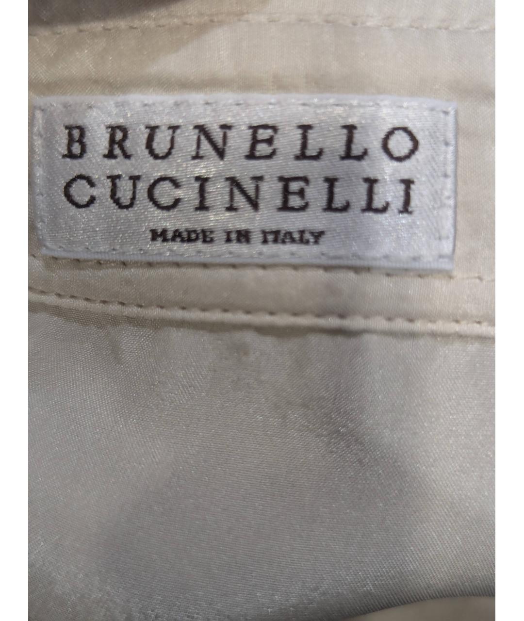 BRUNELLO CUCINELLI Бежевая шелковая блузы, фото 3