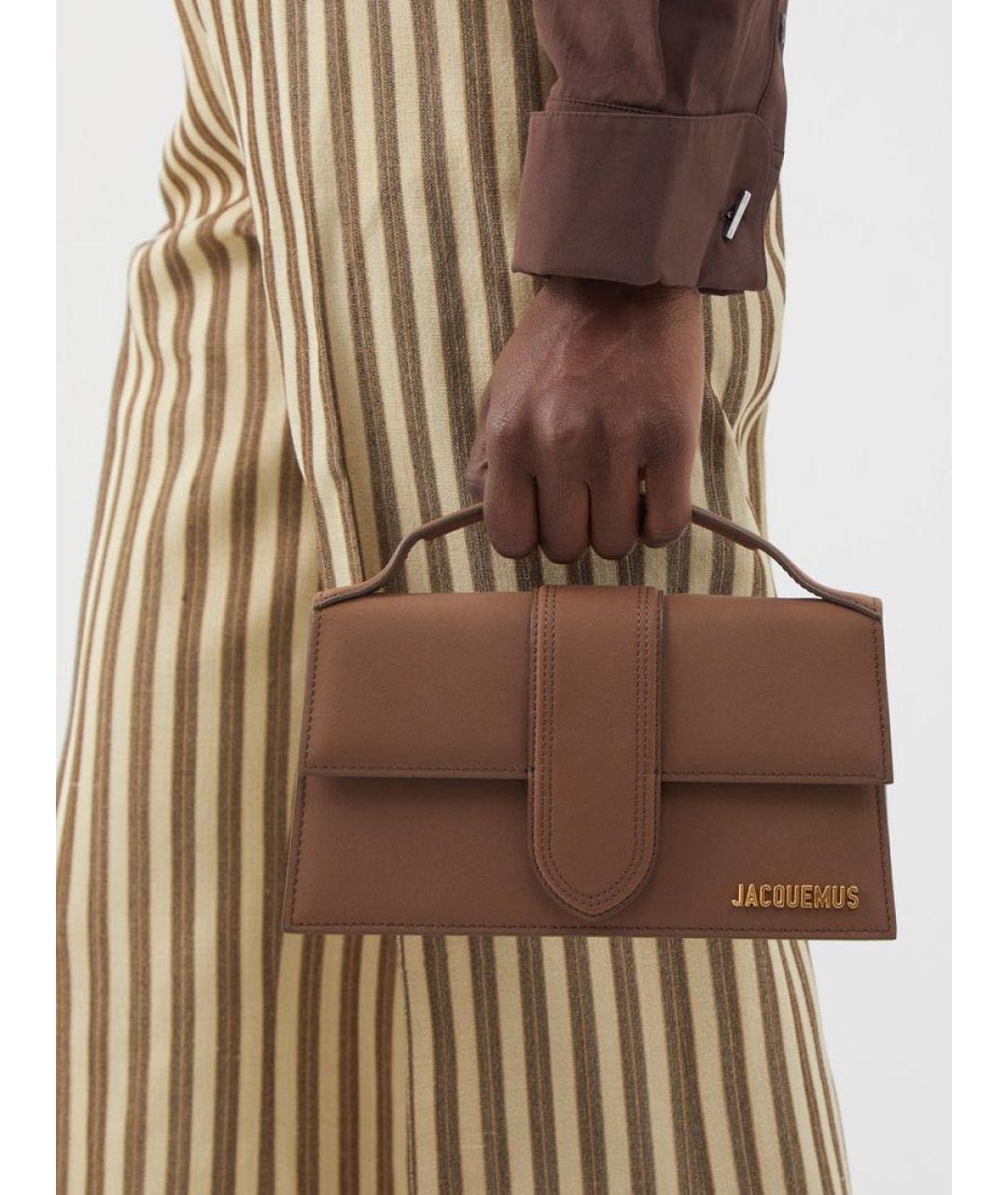 JACQUEMUS Коричневая кожаная сумка через плечо, фото 3