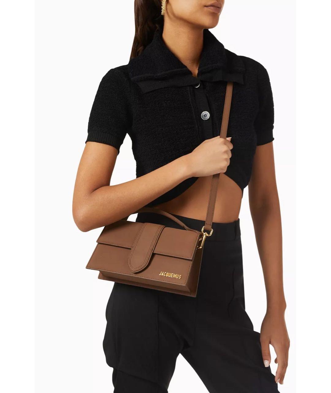 JACQUEMUS Коричневая кожаная сумка через плечо, фото 4