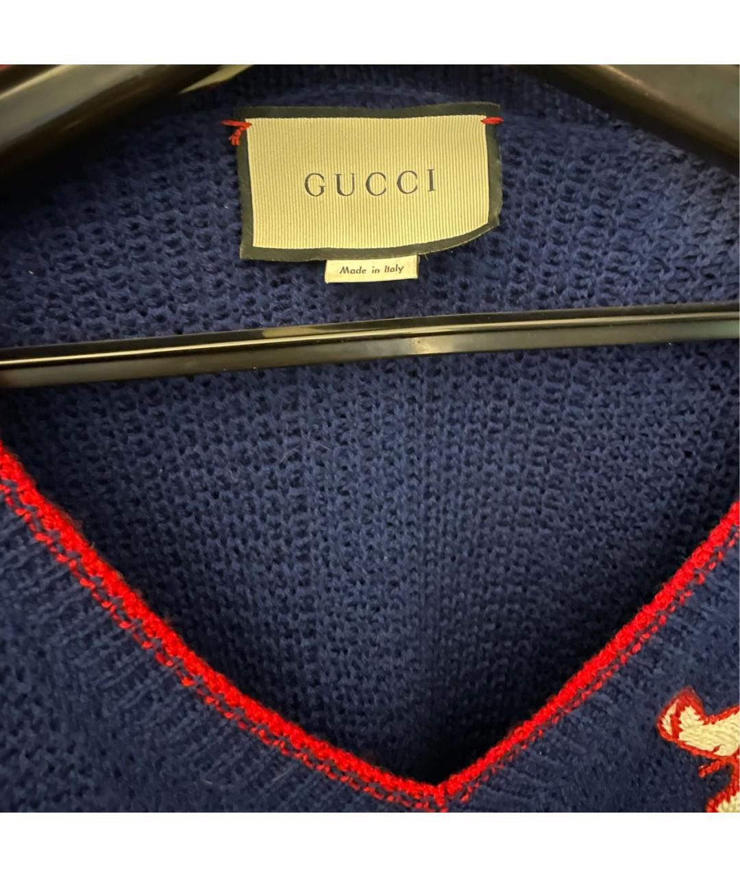 GUCCI Темно-синий шерстяной джемпер / свитер, фото 3